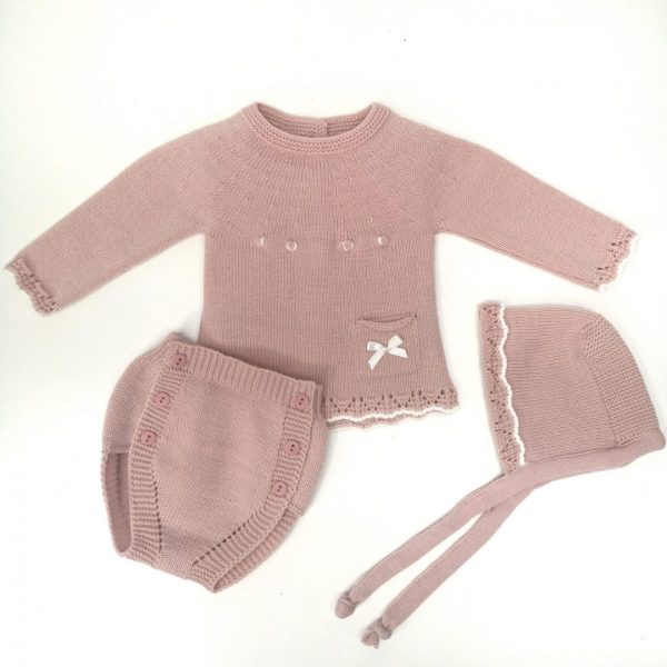 Conjunto Em Malha Rosa Bolso Ikisbaby Loja Online