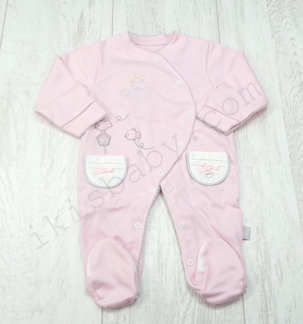 Babygrow de algodão rosa