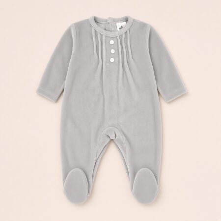 babygroe de veludo cinza com botões | ikisbaby