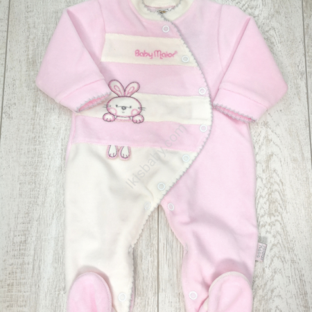 Babygrow Veludo Rosa bordado
