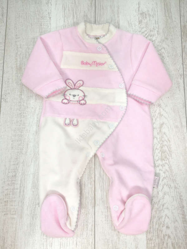 Babygrow Veludo Rosa bordado