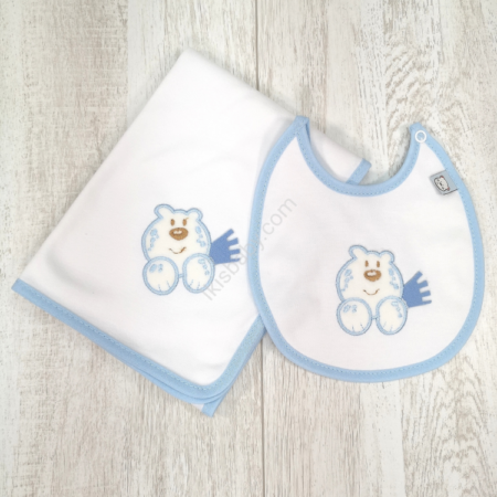 Fralda e Babete Boneco Azul