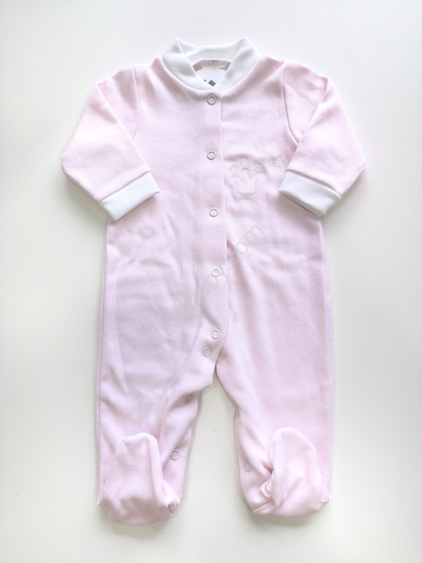 Babygrow algodão rosa cardado