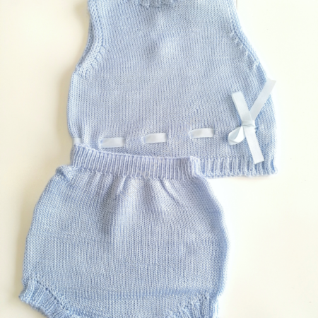 Conjunto malha laço azul