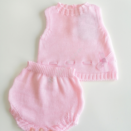 Conjunto malha laço rosa