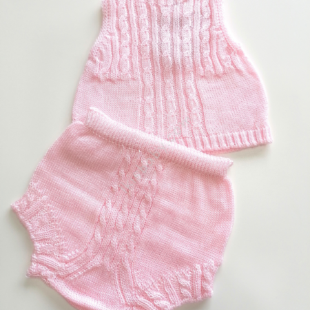 Conjunto rosa em malha