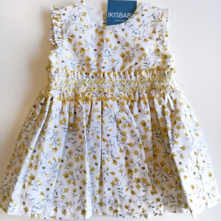 Vestido bebé menina flores amarelo