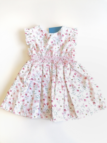 Vestido bebé menina flores rosas