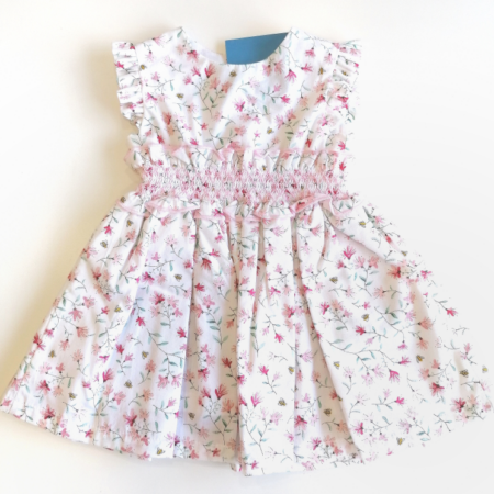 Vestido bebé menina flores rosas