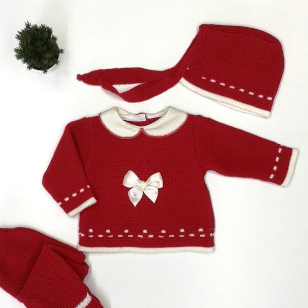 conjunto malha bebe vermelho