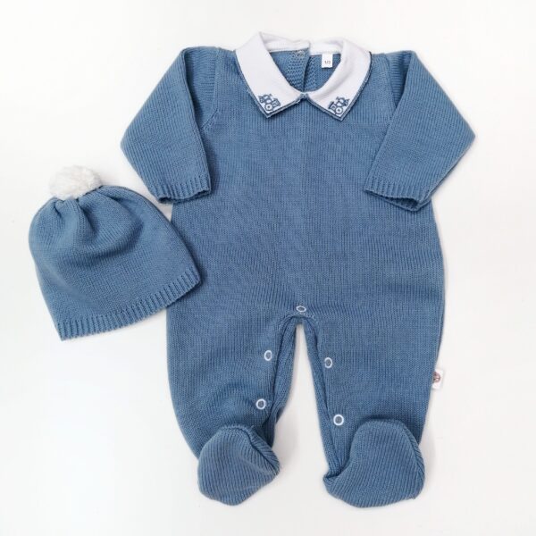 babygrow gola bordada malha azul