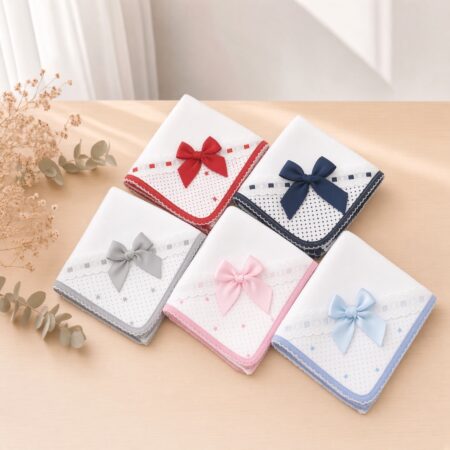 Fraldas de pano 100% algodão 60x60cm com laço de cetim e estampado de estrelinhas | Ikisbaby