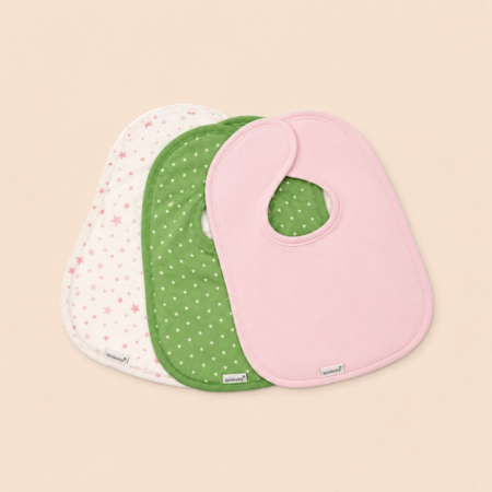 lote de 3 babetes para bebé 2 rosa 1 verde