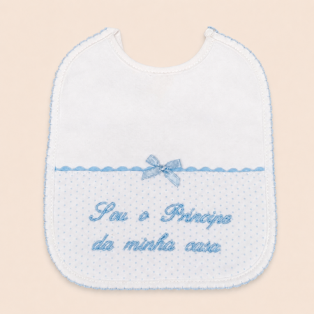 Babete bebé menino em algodão Sou o Príncipe da Minha Casa
