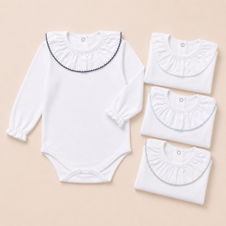 body de algodão branco com gola franzida