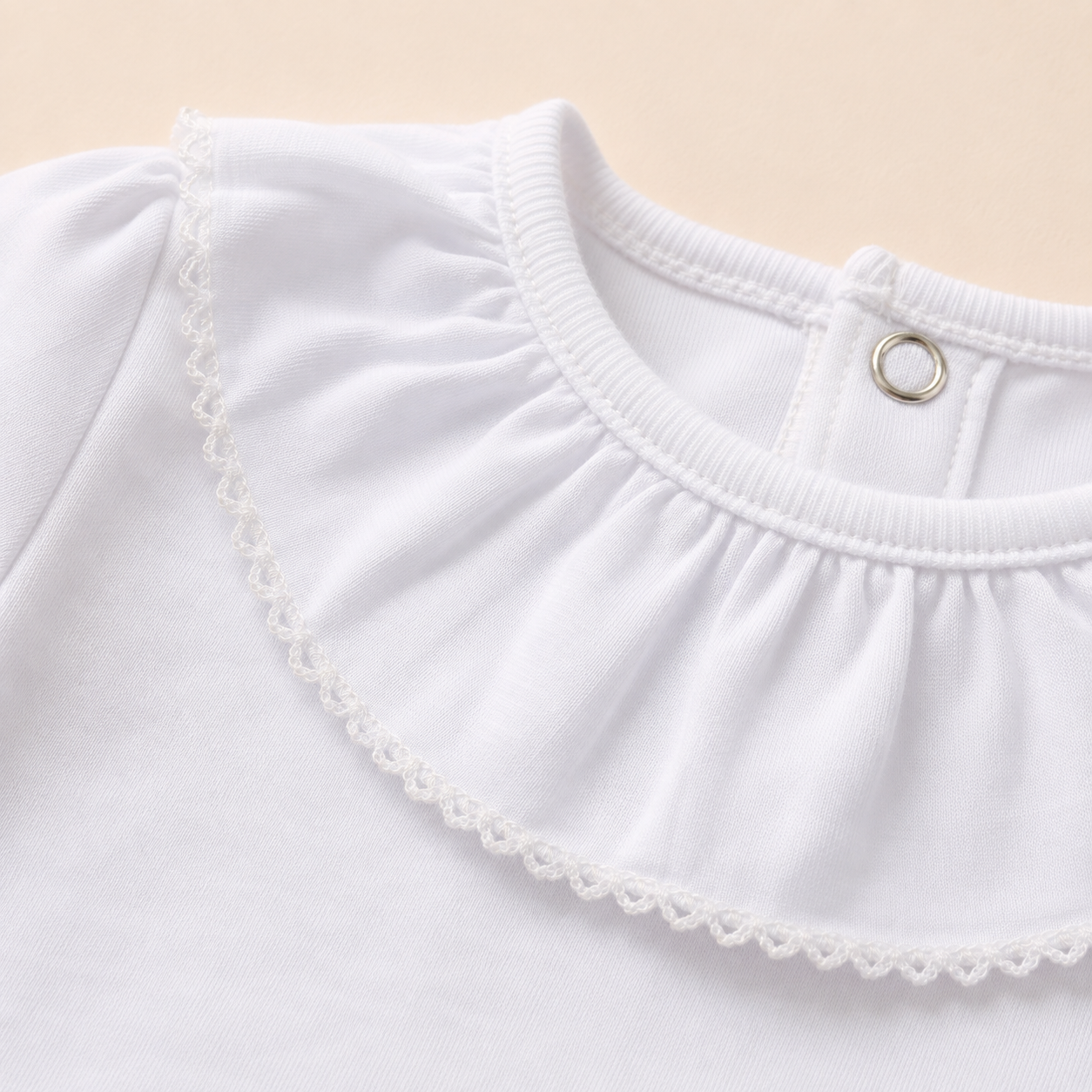 gola franzida de body branco em algodão