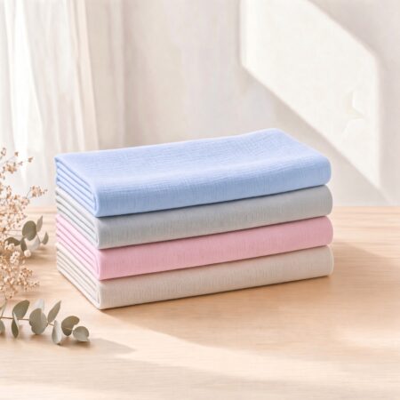 Conjunto de 4 musselinas de algodão 100% em cores pastel (azul, cinza, rosa e bege) | Ikisbaby